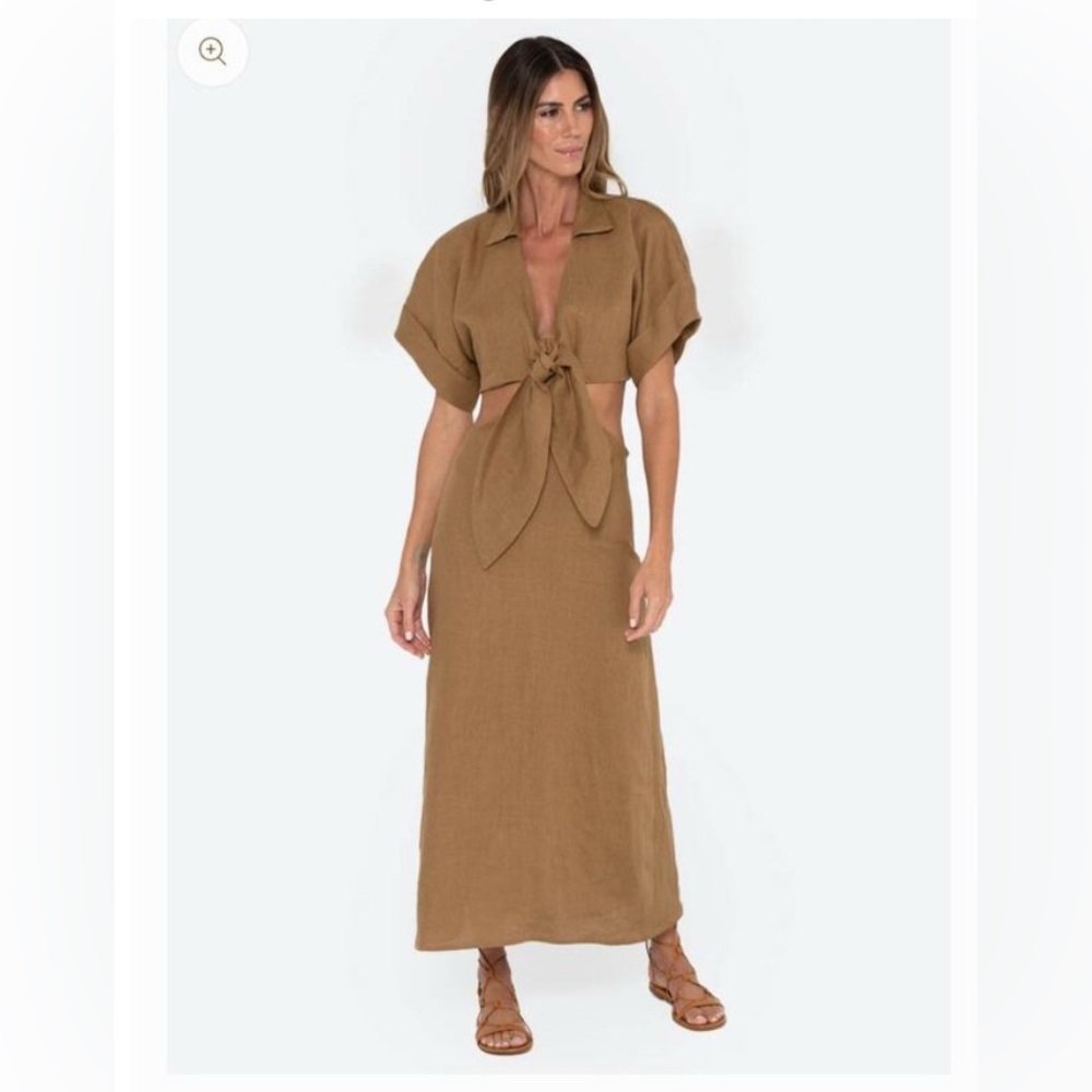 Just Bee Queen Chiara Dress 100% Linen Women's XS Resortwear Beach Bohemian